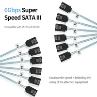 Kabel SATA III 6Gbps, Kabel Data SATA, Kabel SATA 6-ke-6 dengan Pengunci untuk HDD SSD RAID NAS, Kabel Internal SATA 7 Pin dengan Jalinan Nilon