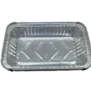 Vassoi scaldavivande in alluminio imballaggio alimentare usa e getta Logo OEM vassoio rettangolare in alluminio