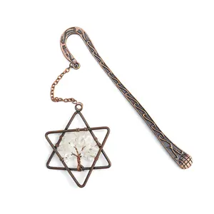 Creative Metal Chain Bookmark Student Fancy Gift Bookmark Hand Wound Crystal Hexagram Retro Metal Ling Stick Bookmarks