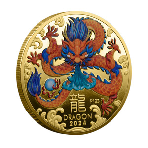 Gedenkmunt 2024 Jaar van de Draak Koningin Elizabeth II Antiek Imitatie Feng Shui Goud Zilver Dubbele Kleur - Product Image 2