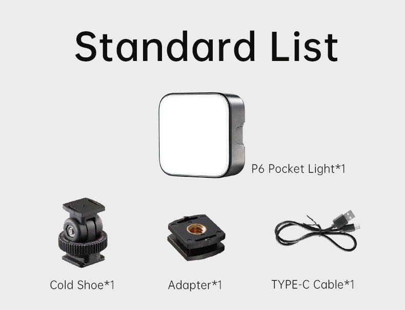 Lampe Vidéo LED RGB JINBEI P6 - Mini, Rechargeable, 360° Couleurs, CRI97, Pour Photo/vlog/streaming