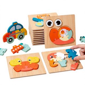 Jeu de puzzle 3D en bois Montessori, animaux de dessin animé, cube, jeux de société, jouets éducatifs précoces pour enfants, bébés, garçons et filles - Product Image 2