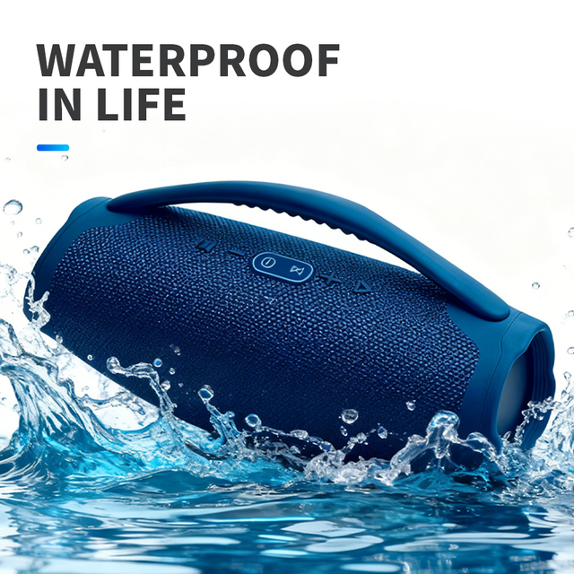 Waterproof IPX6 8W Heavy Bass 1500mAh Capacity Fabric Bluetooth Speaker with Strong Lanyard for Sports