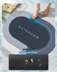 Tapis de salle de bain absorbant et antidérapant avec fond en caoutchouc et tissu en polyester, résistant à l'eau, garde au sec pour une utilisation à l'hôtel et à la maison - Product Image 2