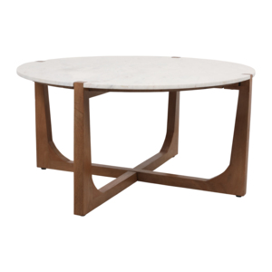 Tavolino da Caffè Minimalista Ovale con Piano in Marmo e Base in Legno, Arredamento per Soggiorno - Product Image 2