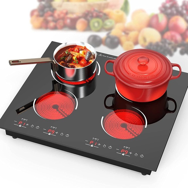 D Built-in Electric Ceramic Stove Tea Boiling Device Infrared Heating Stove Milk Cooktop 4 Burners Ceramic Glass Portable