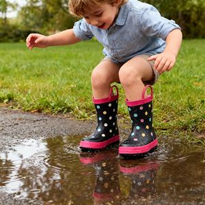 Bottes de pluie pour enfants 100% bottes en caoutchouc unisexes imperméables pour sauter dans <span class=keywords><strong>les</strong></span> flaques d'eau et jouer en plein air | Chaussures pour tout-petits à poignée à tirer (ODM/OEM) - Product Image 6