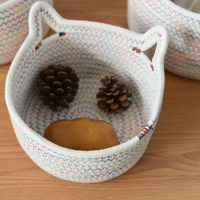 Ensemble de trois paniers de rangement de salle de bain à domicile, panier de rangement en corde de coton tissé à la main