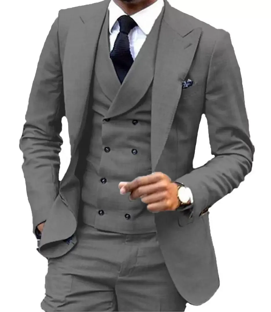 2022 Nieuwste Pakken Groothandel Mannen Suits Maatpakken Voor Mannen Trouwjurk 3Pcs (Blazer + Vest + broek)