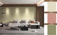 Panneau autocollant moderne de luxe élégant en cuir velouté cannelé 3D autocollant imperméable papier peint pour salon doux au toucher