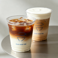 Gobelets jetables en PET transparents de 90 mm avec logo personnalisé, gobelets à café en plastique épais pour thé au lait, cocktails, limonade, 12/14/16/20/24 oz