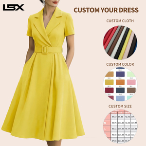 Robe décontractée mi-longue élégante à manches courtes et coupe trapèze pour femme, grande taille, design tendance et de haute qualité - Product Image 3