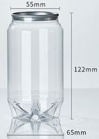 Vente en gros de canettes transparentes en plastique pour animaux de compagnie A7 350 ml pour boissons gazeuses et jus avec couvercle facile à ouvrir