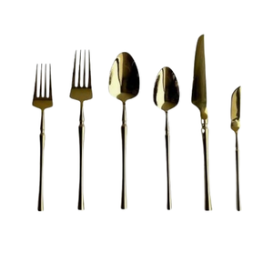 Couverts en acier poli or accessoires cuillère couteau fourchette miroir ensemble de couverts maison cuisine mariage restauration utilisation - Product Image 6