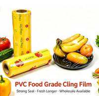 Film alimentaire PVC de qualité alimentaire, rouleau jumbo, plusieurs tailles, étiquette personnalisée pour restaurant, emballage pour aliments frais