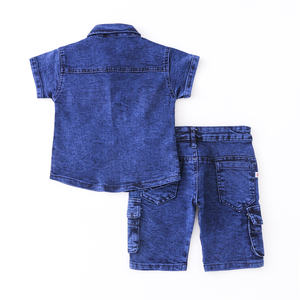2022 estate vendita calda manica corta bei bambini denim comfort tessuto vestito ragazzi bambini blu denim bambini jeans abbigliamento - Product Image 6