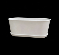 Kit de pots de fleurs rectangulaires arrondis en plastique blanc avec trous de drainage et plateaux de récupération d'eau, état neuf, décoration de jardin, pots de fleurs, jardinière, lot