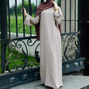 Robe automne hiver pour femmes musulmanes vêtements abaya en lin élégants de Dubaï Turquie - Product Image 2