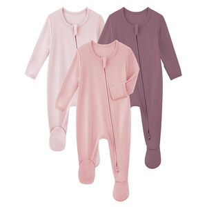 Combinaison-pyjama une pièce en fibre de bambou pour nouveau-nés, à manches longues et pieds intégrés, avec fermeture éclair, idéale également comme vêtement d'intérieur - Product Image 5