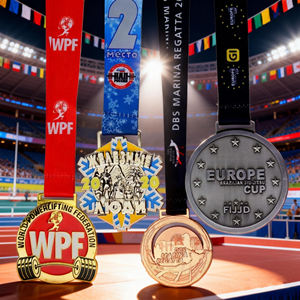 कस्टम मेडले फुटबॉल रन रेस ताईक्वांडो फुटबॉल पुरस्कार धातु स्वर्ण रिबन खेल खाली ट्रॉफी और पदक - Product Image 3