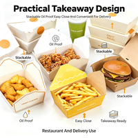 Ensemble d'emballages pour la restauration rapide, boîtes en papier jetables pour poulet frit, frites, hamburgers, repas à emporter, logo personnalisé, boîte pour la restauration rapide