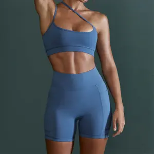 Schnellt rocknende atmungsaktive Active wear Zweiteilige Yoga-Sets Sport Wear BH Kurze Turnhose Workout-Sets Frauen