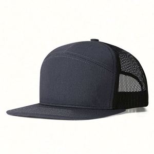 6 Panel Baseball Cap Trucker <b>Hat</b> Jean Material and Custom Color Customize Logos With Mesh Back - Product Image 3