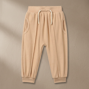 Wholesale OEM/ODM Organic Cotton Knitted Thickened Plush Baby Boys Sweatpants String Pockets Panty Customized Size - Product Image 3