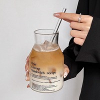 Mug à café froid en verre borosilicate écologique de style coréen, minimaliste avec lettres, pour la maison