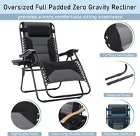 Chaise longue réglable pour patio, inclinable, avec appui-tête et porte-gobelet, zéro gravité, pliable, pour jardin, extérieur, en acier