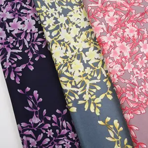 WI-B14 Popular Slight Elastic Shiny Crepe Chiffon Polyester Printed Woven Fabric For Abaya Dress