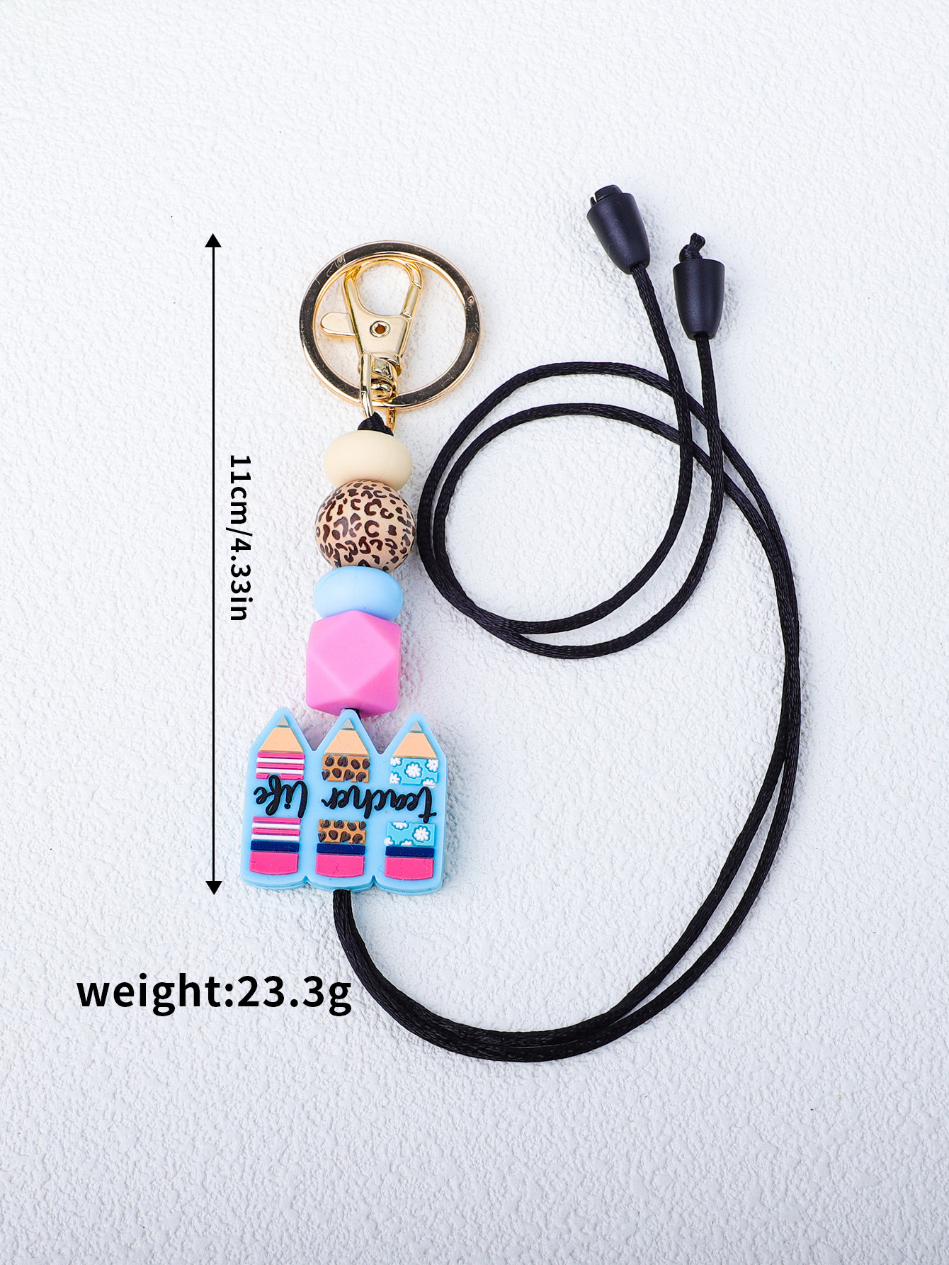 Custom Bohemian Daisy Bead Keychain Badge Holder Cute Flower Silicone Key Ring Lanyard With Clip
