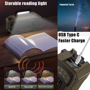 Mạnh mẽ tiện dụng thoa có thể sạc lại đài phát thanh mạnh mẽ cắm trại Đèn Pin Đèn đọc sách AM/FM di động ngoài trời 5000mAh loa đài phát thanh - Product Image 6