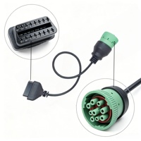 Kabel Adaptor OBD2 J1939 Tipe 2 Male 9pin ke Female, Penjualan Panas, Custom, Konduktor Tembaga Berlapis Timah, Isolasi PVC, 12V/24V