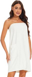 Vente en gros LOGO personnalisé Jupe de bain en coton microfibre pour femme Blanc Noir Rose Robe de bain Ensemble de serviettes de bain - Product Image 3