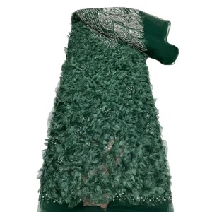 NI.AI 新款串珠蕾丝，刺绣3D花朵，珍珠网蕾丝面料，用于婚纱材料 - Product Image 1