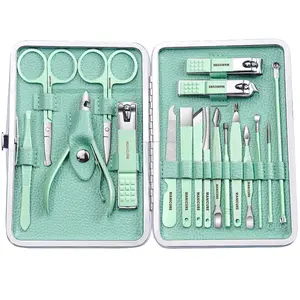 Ensemble de 18 pièces de manucure et pédicure, coupe-ongles professionnel en acier inoxydable, outils de coupe avec trousse de voyage