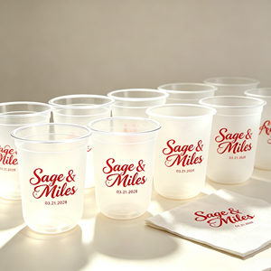 Vasos de Plástico Esmerilados de 12oz, 14oz, 16oz y 10oz para Bodas, Fiestas y Bares - Product Image 1