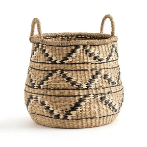 Natural Color Seagrass <b>Woven</b> Storage <b>Basket</b> With Lid Eco Friendly Multifunctional Organizer Custom Size Bulk Wholesale - Product Image 2