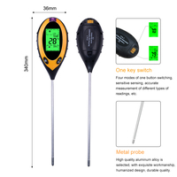 Vente flash - Testeur de sol numérique 4 en 1 professionnel avec écran LCD - Température, humidité, luminosité du soleil, pH - Testeur de sol pour plantes de jardin