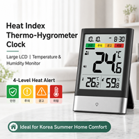 Indicateur d'indice thermique, station météo numérique d'intérieur, horloge, thermo-hygromètre, grand écran LCD, température, humidité, alarme