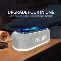 Elektronische gadgets voor zakelijke geschenken Multifunctionele 3-in-1 draadloze oplader nachtlampje temperatuur digitale wekker 15W