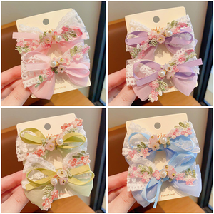 Bunte Kleine Blumen-Haarspangen für Kinder mit Perlen, Süße Bestickte Blumen-Haarschleifen, Haaraccessoires für Mädchen, Niedliche Haarklammern - Product Image 4