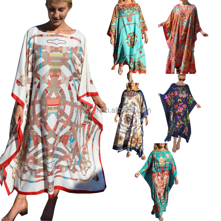 J&H fashion caftan marocain kaftan silk abaya muslim dresses chiffon long butterfly sleeves beach cover ups Islamic clothing