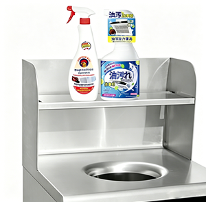 Stainless Steel Waste Bin Cabinet With Backsplash & Storage <b>Shelf</b>, Commercial <b>Kitchen</b> Waste Disposal <b>Unit</b> <b>for</b> Restaurant Hotel - Product Image 4