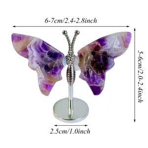 Vente en gros d'ailes de papillon en cristal naturel de haute qualité, matériaux mixtes, sculptures d'animaux en cristal de guérison pour cadeau et décoration - Product Image 6