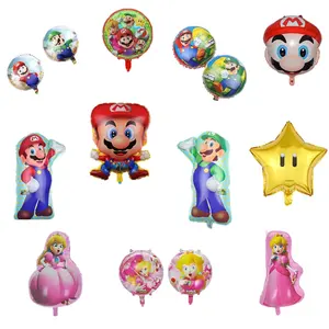 Baru grosir kartun Anime Mario Peach Putri Foil Balon permainan Jepang karakter film pesta anak-anak dekorasi courbs