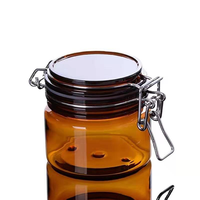 220ml ODM ambre clair contenant le corps sel de bain pot vide en plastique PET bouteille de sel de bain brun transparent joint pot casier bouteille