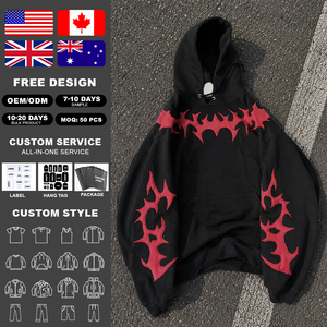 Sweat-shirts pour hommes personnalisés avec broderie 3D, patchs vieillis, coupés et cousus, effet délavé à l'acide - Product Image 2