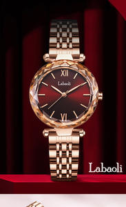 Reloj de Mujer Elegante Color Vino Tinto con Diamantes - Product Image 2